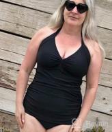 img 1 attached to Women'S Halterneck Ruched Tankini Top & Bottom Swimsuit Set - Swikipo review by Jarrett Francis