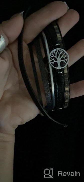 img 1 attached to Fancy Leather Wrap Bracelet With Tree Of Life Charm - Inspirational Cuff Bangle With Boho Pearl Detailing - Perfect Christmas Gift For Women And Teen Girls review by Josh Clifton