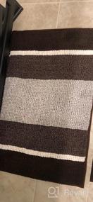 img 4 attached to H.VERSAILTEX Bath Rug Set 2 Piece For Bathroom Bath Mats Non Slip Bouncy Chenille Ombre Dyeing Bath Rug Runner And Contour, Water Absorbent Striped Shag (47" X 17" Plus 20" X 20" U, Grey)