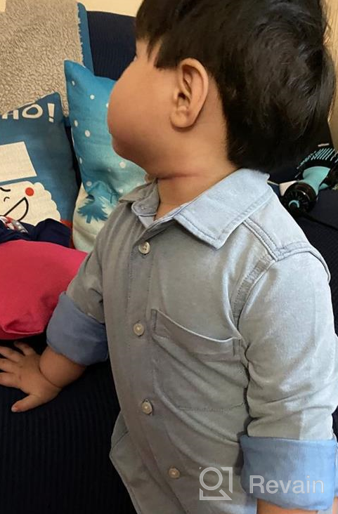 img 1 attached to Comfortable and Stylish: Amazon 👕 Brand Spotted Zebra Boys' Knit Denim Shirt review by Joshua Gallegos