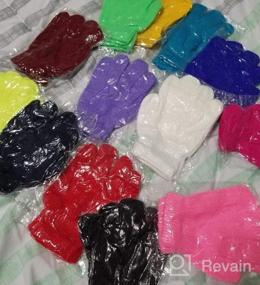 img 8 attached to Цветные зимние перчатки для детей - 14 пар теплых вязаных перчаток для мальчиков и девочек, в возрасте от 5 до 12 лет