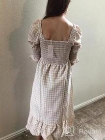 img 5 attached to ZESICA Women'S Summer Casual Plaid Square Neck Puff 3/4 Sleeve Backless Smocked Ruffle Swing Midi Dress