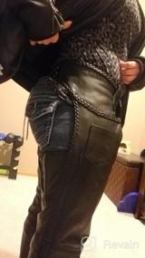 img 7 attached to Black Motorcycle Leather Chaps For Women With Braided Design And Zipper - Xelement B7556 - Size 14