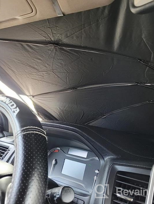 img 1 attached to 54''X31'' JoyTutus Foldable Car Sunshade Umbrella With 360° Rotation Bendable Shaft - UV Block Windshield Sun Shade Cover For SUV, Easy To Store And Use review by Micael Rau