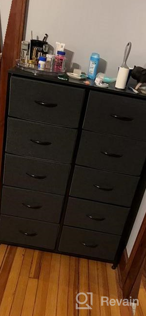 img 1 attached to YITAHOME 10-Drawer Fabric Dresser - Storage Tower With Steel Frame And Wooden Top For Bedroom, Living Room, Closet, Nursery, And Hallway Organization - Easy-Pull Gray Fabric Bins. review by Linda Nelson