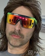img 1 attached to 🌈 Semi Rimless Neon Rainbow Sunglasses by ShadyVEU - UV Protection, Mirrored Lens, Retro 80s Rave Shades with Crooked ZigZag Bolt Arm review by Ellen Chase