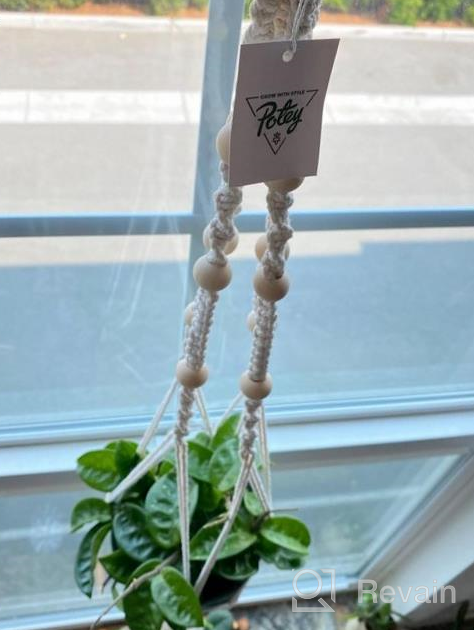 img 1 attached to POTEY Macrame Plant Hangers - Set Of 5 Hanging Plant Holders With Wood Beads And 10 Hooks For Boho Home Decor - 47.3''/40''/40''/40''/40'', Ivory review by Jerome Pernell