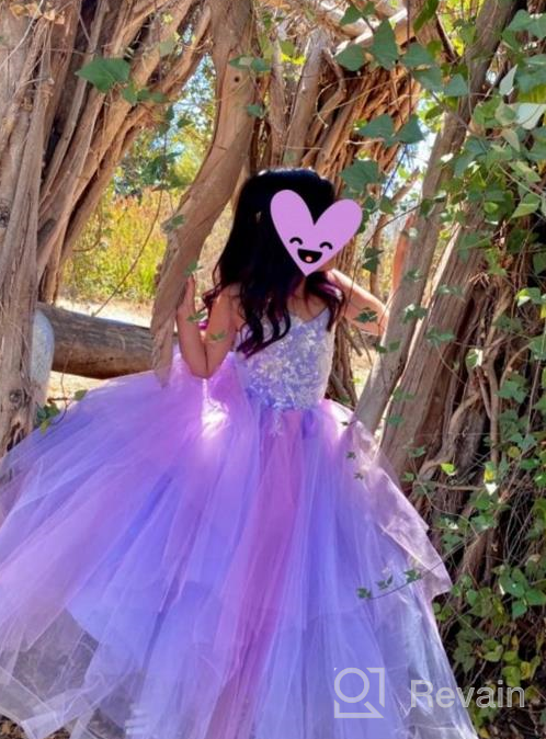 img 1 attached to 🌈 Lace Tulle Rainbow Flower Girls Dress with Spaghetti Straps for Birthday Party Princess Ball Gowns review by Mike Zeigler