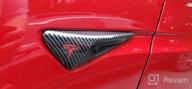 img 1 attached to CoolKo Tesla Side Camera Turn Signal Covers Glossy Carbon Fiber Pattern With Silver And Red T Logo - Model X S 3 Y (2 Covers & 8 T Stickers) review by Douglas Berry