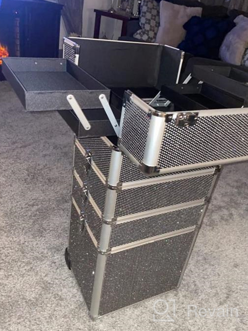 img 1 attached to Professional Makeup Train Case With Rolling Wheels And Folding Trays - 4 In 1 Organizer With Durable Aluminum Frame By OUDMAY review by Nick Gathings