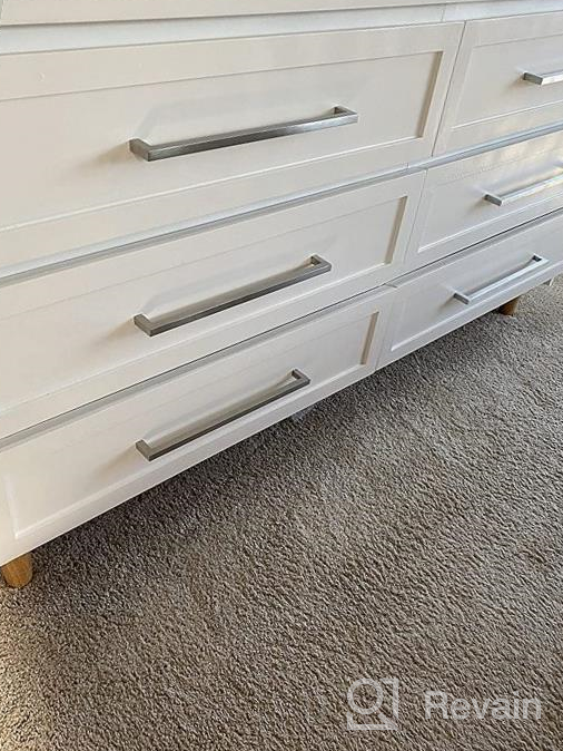img 1 attached to 25 Pack 5 Inch Brushed Nickel Square Cabinet Pulls - Modern Stainless Steel Kitchen Drawer & Cupboard Handles By Homdiy review by Victor Shepherd