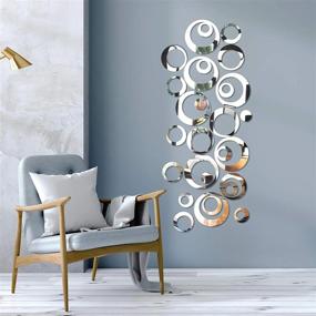img 4 attached to 48PC DIY Circle Mirror Wall Decal Stickers Self Adhesive Removable Acrylic Home Decor