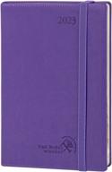 еженедельный и ежемесячный планировщик на 2023 год 6,5 "х 8,5" - повестка дня с почасовыми временными интервалами, расходами и примечаниями, внутренним карманом, мягкой обложкой из веганской кожи - poprun purple логотип
