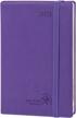 2023 planner weekly and monthly 6.5" x 8.5" - agenda with hourly time slots, expense & notes, inner pocket, vegan leather soft cover - poprun purple logo