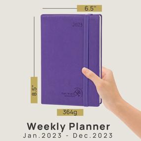 img 3 attached to 2023 Planner Weekly And Monthly 6.5" X 8.5" - Agenda With Hourly Time Slots, Expense & Notes, Inner Pocket, Vegan Leather Soft Cover - POPRUN Purple