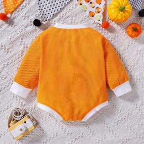 img 2 attached to Cute Solid/Dinosaur Long Sleeve One Piece Bodysuit Sweater Shirts Top For Fall/Winter Newborn Baby Boys And Girls By Woshilaocai