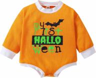 cute solid/dinosaur long sleeve one piece bodysuit sweater shirts top for fall/winter newborn baby boys and girls by woshilaocai logo