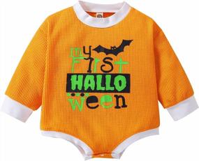 img 4 attached to Cute Solid/Dinosaur Long Sleeve One Piece Bodysuit Sweater Shirts Top For Fall/Winter Newborn Baby Boys And Girls By Woshilaocai