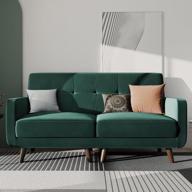 stylish and space-saving emerald green velvet loveseat sofa with tufted design and sturdy wood legs логотип