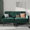 stylish and space-saving emerald green velvet loveseat sofa with tufted design and sturdy wood legs logo