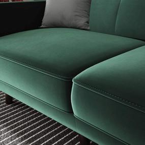 img 1 attached to Stylish And Space-Saving Emerald Green Velvet Loveseat Sofa With Tufted Design And Sturdy Wood Legs