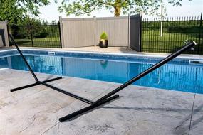 img 3 attached to Heavy Duty 15' 3-Beam Hammock Stand By Vivere - Black