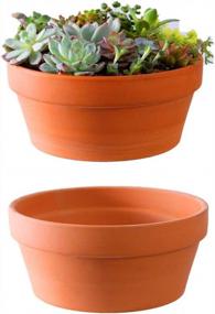 img 4 attached to Set Of 2 Large & Unglazed Terracotta Pots For Succulent & Cactus - Perfect For Indoor Gardens & Bonsai