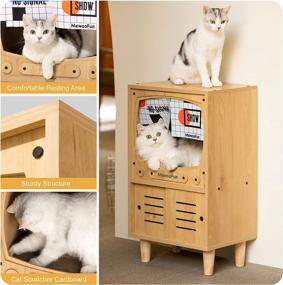 img 3 attached to 🐱 Wooden Cat Condo with Cat TV, Cat Bed for Indoor Cats – Sturdy Luxury Cat Furniture with Built-in Cat Scratcher and Ample Storage Space