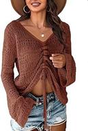 прозрачный укороченный топ boho chic для женщин - с открытыми плечами, струящиеся рукава-колокольчики, свободный крой, дизайн крючком, пуловер-свитер с рюшами логотип