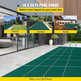 img 3 attached to 14X26Ft Rectangle Inground Safety Pool Cover - Happybuy Green Mesh Solid Pool Winter Safety Cover