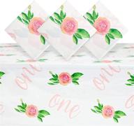 girls floral 1st birthday party decorations: 3-pack of plastic tablecloths (54 x 108 in) логотип