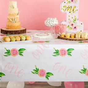 img 3 attached to Girls Floral 1st Birthday Party Decorations: 3-Pack of Plastic Tablecloths (54 x 108 in)