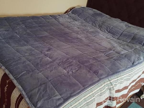 img 1 attached to Wemore Sherpa Fleece Weighted Blanket For Adult, 15 Lbs Dual Sided Cozy Fluffy Heavy Blanket, Ultra Fuzzy Throw Blanket With Soft Plush Flannel Top, 48 X 72 Inches, Slate Blue On Both Sides review by Melissa Lewis