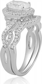 img 2 attached to Sterling Silver Halo Bridal Ring Featuring Oval And Round Cubic Zirconia" - Optimized For Search Engines By Placing Keywords At The Beginning Of The Title