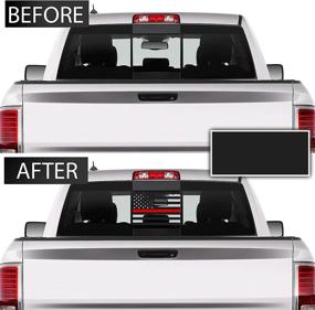 img 2 attached to Bogar Tech Designs Rear Back Middle Window American Flag Vinyl Decal Compatible With And Fits Dodge Ram 2009-2021