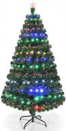 goplus 6ft fiber optic pre-lit christmas tree with 8 flash modes, multicolored led lights, metal stand, and artificial design for festive holiday decor logo