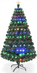 img 4 attached to Goplus 6FT Fiber Optic Pre-Lit Christmas Tree With 8 Flash Modes, Multicolored LED Lights, Metal Stand, And Artificial Design For Festive Holiday Decor