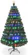 goplus 6ft fiber optic pre-lit christmas tree with 8 flash modes, multicolored led lights, metal stand, and artificial design for festive holiday decor logo