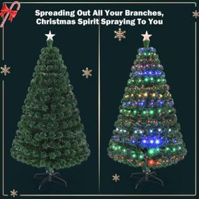 img 1 attached to Goplus 6FT Fiber Optic Pre-Lit Christmas Tree With 8 Flash Modes, Multicolored LED Lights, Metal Stand, And Artificial Design For Festive Holiday Decor
