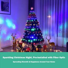 img 2 attached to Goplus 6FT Fiber Optic Pre-Lit Christmas Tree With 8 Flash Modes, Multicolored LED Lights, Metal Stand, And Artificial Design For Festive Holiday Decor