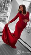 img 1 attached to JustVH Maternity Elegant Fitted Maternity Gown Long Sleeve Cross-Front V Neck Slim Fit Maxi Photography Dress For Photoshoot review by April Lee