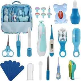 img 4 attached to 👶 Comprehensive 26-in-1 Baby Healthcare and Grooming Kit: Electric Nail Trimmer Set, Haircut Tools, and More for Newborns - Blue