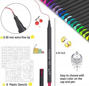 img 3 attached to Tebik 80 Pack Journal Planner Pens Colored Pens, 72 Colors Drawing Pens With 8 Stencils, Fineliners For Journal Planner Note Calendar Writing Coloring, Drawing & Detailing School Office Art Supplies