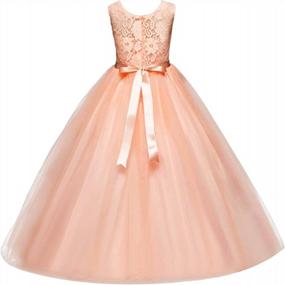 img 2 attached to Kids Lace Embroidered Prom Ball Gown Wedding Party Tulle Dresses TZ09