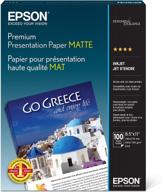 epson premium matte presentation paper - 100 sheets (8.5x11 inches) for professional quality results логотип