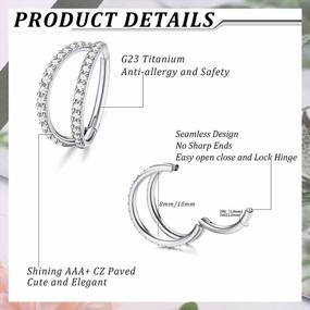 img 3 attached to Stylish And Versatile Titanium Nose Rings For Women And Men - CASSIECA G23 Hinged Clicker Jewelry For Cartilage, Rook, Tragus, And Conch Piercings