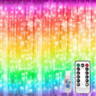 rainbow window curtain string lights - 300 led 8 modes waterproof for party, christmas, wedding, home, garden, wall decoration by shuangjishan logo