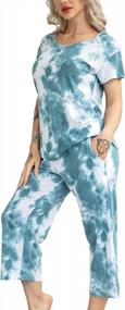 img 4 attached to Women'S Tie-Dye Pajama Sets With Capri Pants And Pocket - EnjoyNight Sleepwear Lounge Sets