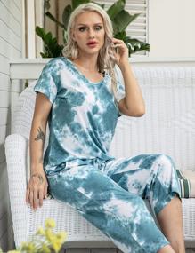 img 1 attached to Women'S Tie-Dye Pajama Sets With Capri Pants And Pocket - EnjoyNight Sleepwear Lounge Sets