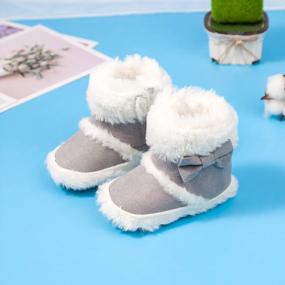 img 2 attached to Infant Baby Boys Girls Plush Winter Snow Boots Cowboy Tassels Bowknot Ankle Side Zipper Soft Sole Toddler Newborn Warm First Walker Crib Outdoor Shoes